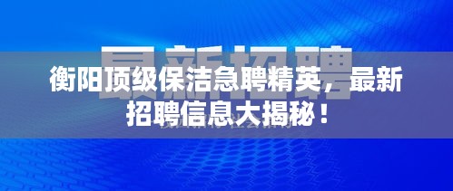 衡阳顶级保洁急聘精英，最新招聘信息大揭秘！